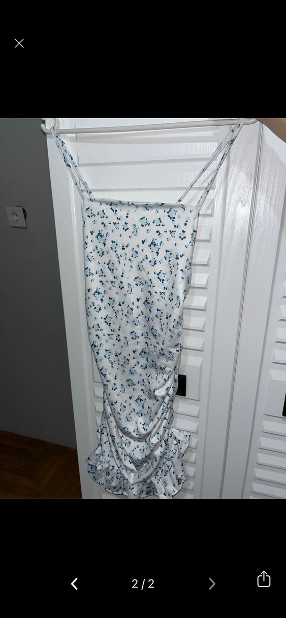 Beyaz Çiçek Desenli Mini Elbise - Görsel 2