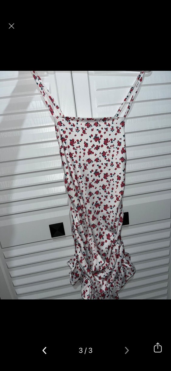 Çiçek Desenli Mini Straplez Elbise - Görsel 3