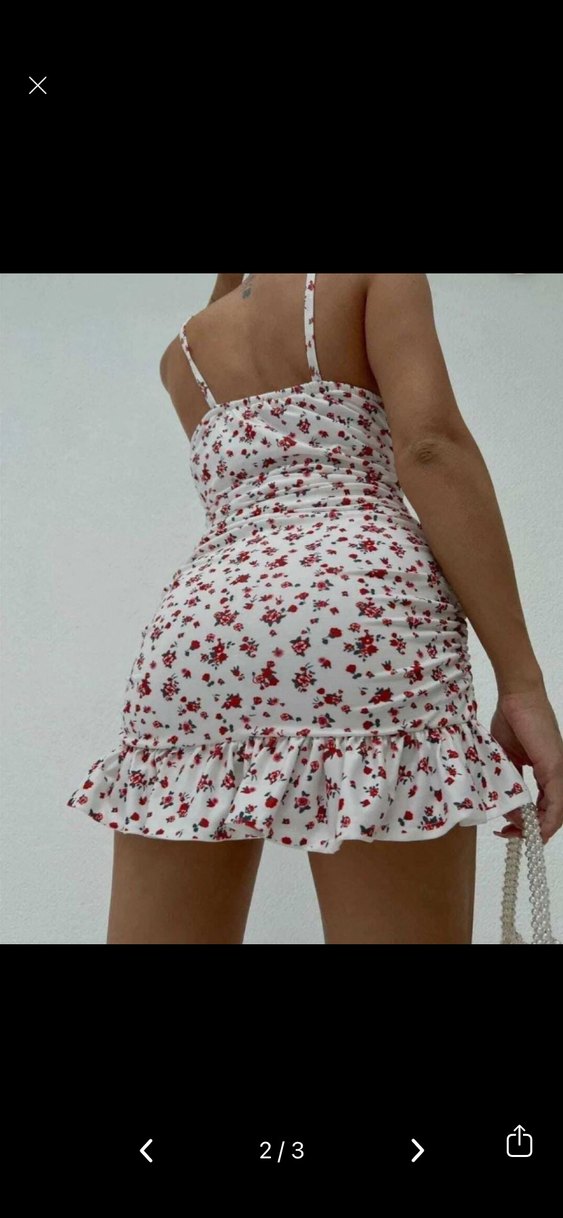 Çiçek Desenli Mini Straplez Elbise - Görsel 2