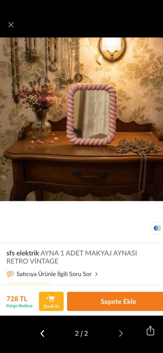 Pembe Dekoratif Ayna - Görsel 2