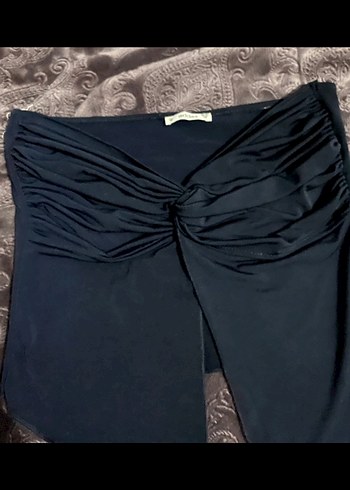 Addax Lacivert Büzgülü Crop - Görsel 2