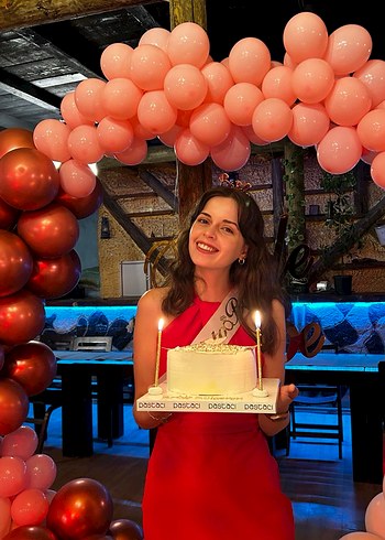 Kırmızı Drapeli V Yakalı Midi Elbise - Görsel 4