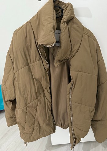 Bej Kadın Midi Kışlık Fermuarlı Mont - Görsel 2