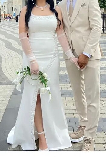 40 Beden İnci detaylı Nikah abiyesi????