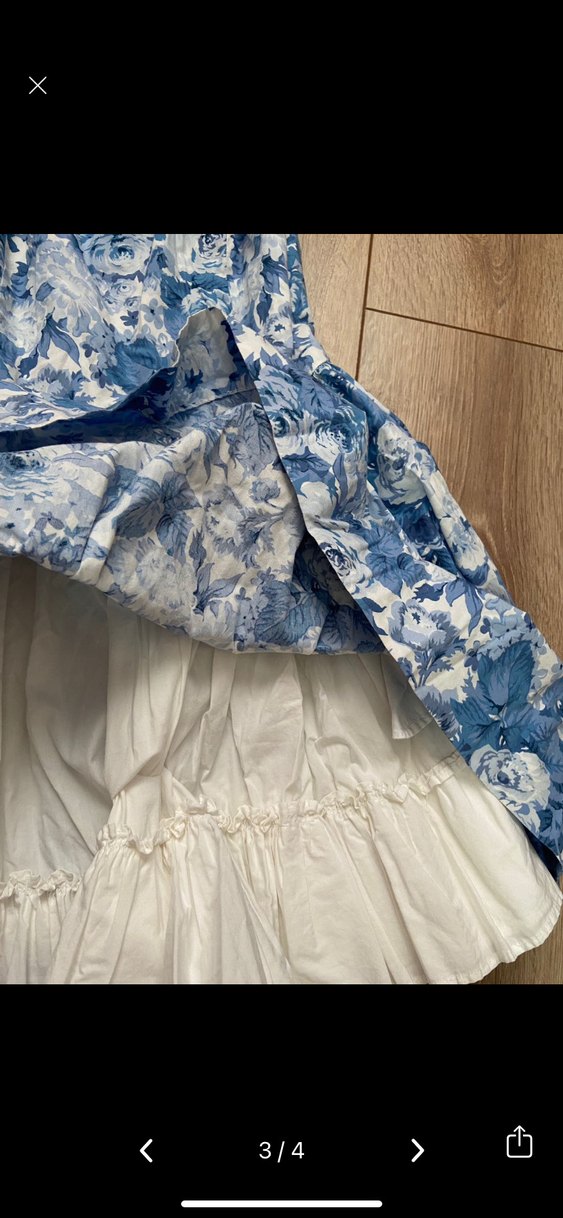 Mavi Çiçekli Midi Bohem Elbise - Görsel 3