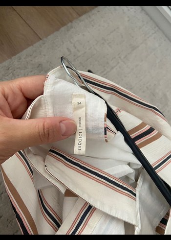 Bej Çizgili Bohem Uzun Elbise - Görsel 3