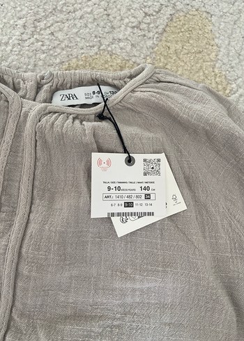 Bej Keten Kadın Bluz, Uzun Kollu, Fermuarlı - Görsel 2