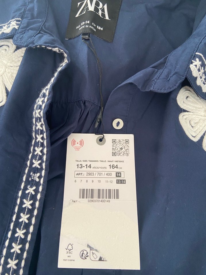 Kız Çocuk Lacivert Nakışlı Düğmeli Ceket - Görsel 2