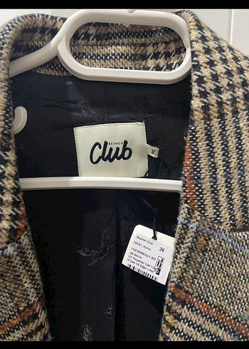 Kadın Gri Kahverengi Ekose Yün Blazer - Görsel 2