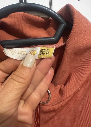 Kadın Parlak Kahverengi Uzun Fermuarlı Ceket - Görsel 3