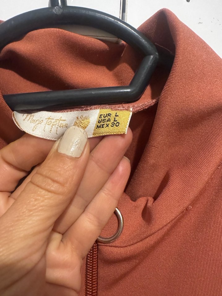 Kadın Parlak Kahverengi Uzun Fermuarlı Ceket - Görsel 3