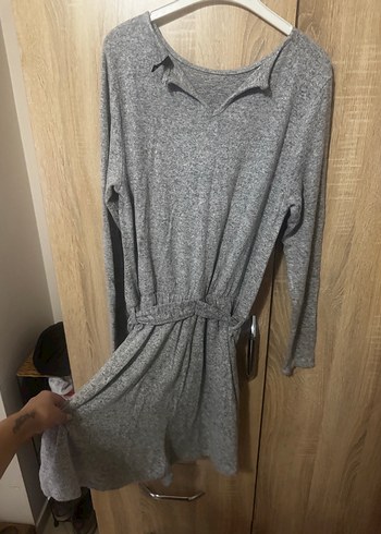 Gri Kadın Triko Midi Elbise - Görsel 2