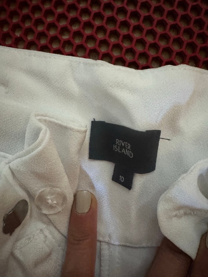 Beyaz Keten Kemerli Geniş Kesim Kadın Pantolon - Görsel 2