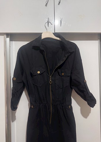 Siyah Kot Kadın Ceket - Fermuarlı, Yaka Detaylı - Görsel 3