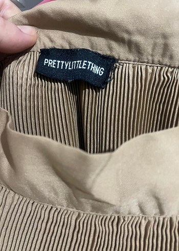 Bej Pilili Mini Etek - Görsel 3