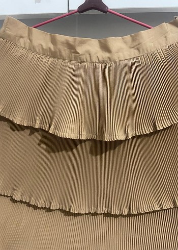 Bej Pilili Mini Etek - Görsel 2