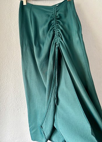 Drapeli Yeşil Uzun Etek - Görsel 2