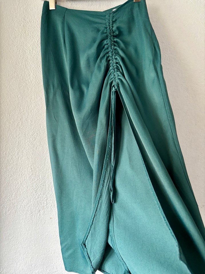 Drapeli Yeşil Uzun Etek - Görsel 2