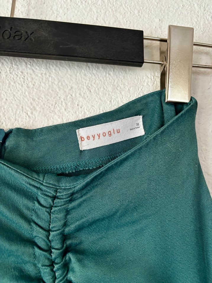 Drapeli Yeşil Uzun Etek - Görsel 4