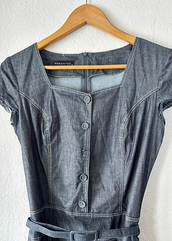 Vintage retro office kot elbise - Görsel 4