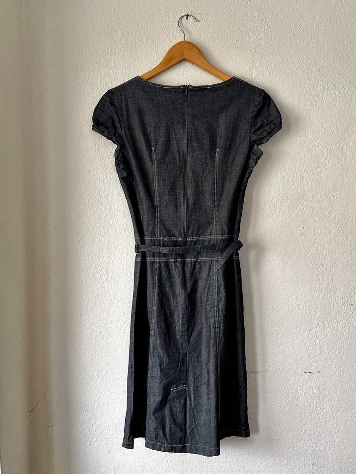 Vintage retro office kot elbise - Görsel 3