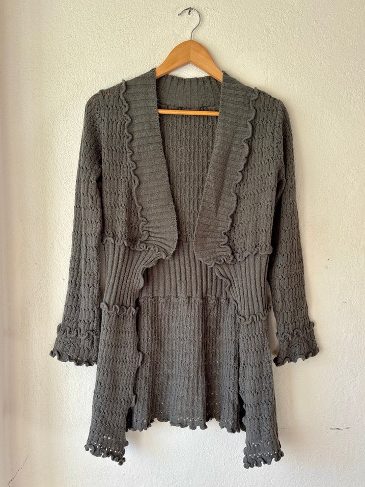 y2k Örgü Fırfır Hırka - Görsel 3