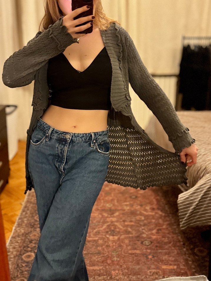 y2k Örgü Fırfır Hırka - Görsel 2