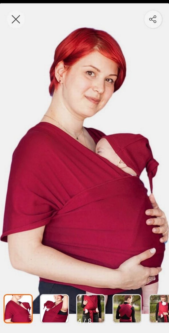 Bordo Bebek Slingi - Görsel 4