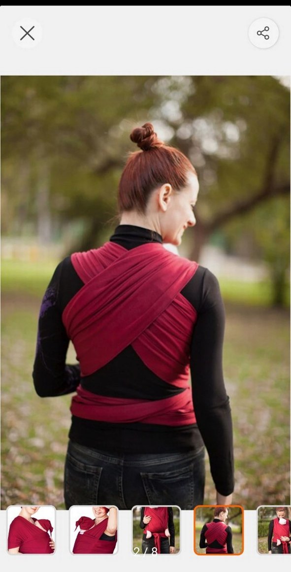 Bordo Bebek Slingi - Görsel 2