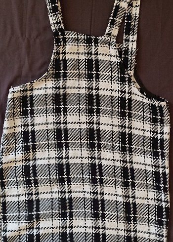 Ekose Desenli Askılı Tulum - Görsel 3