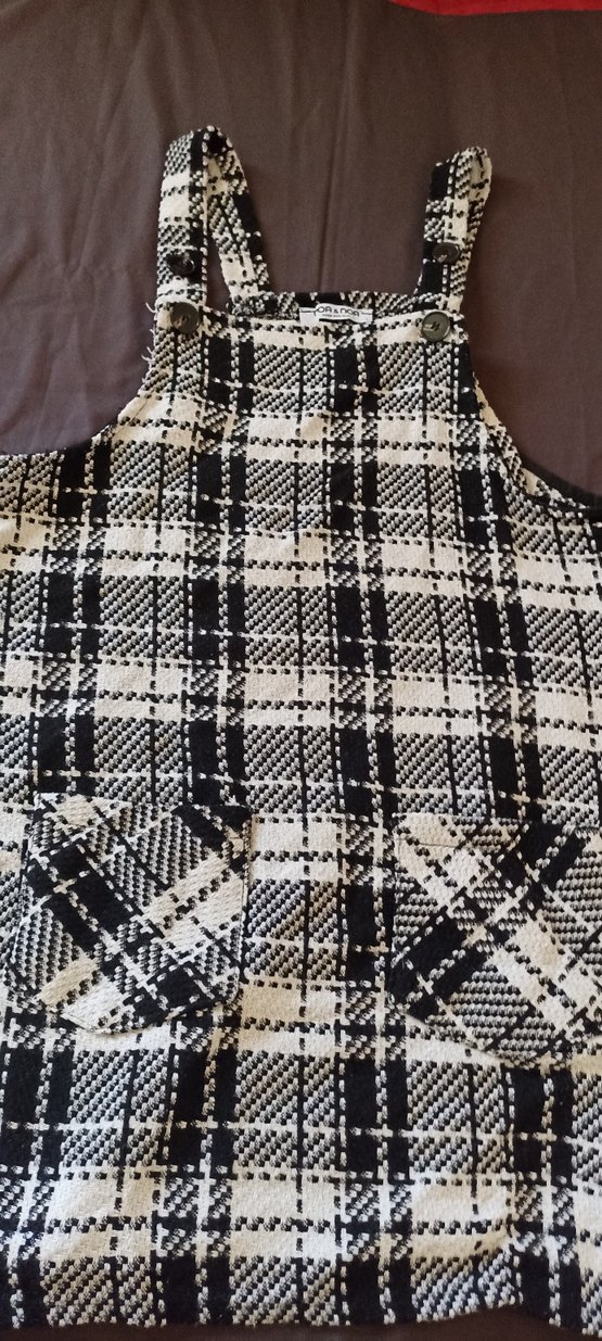 Ekose Desenli Askılı Tulum - Görsel 2