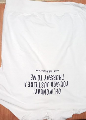 Baskılı Beyaz Hamile Tişörtü, Kısa Kollu - Görsel 3