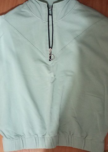 Kadın Gri Yarım Fermuarlı Sweatshirt - Görsel 2