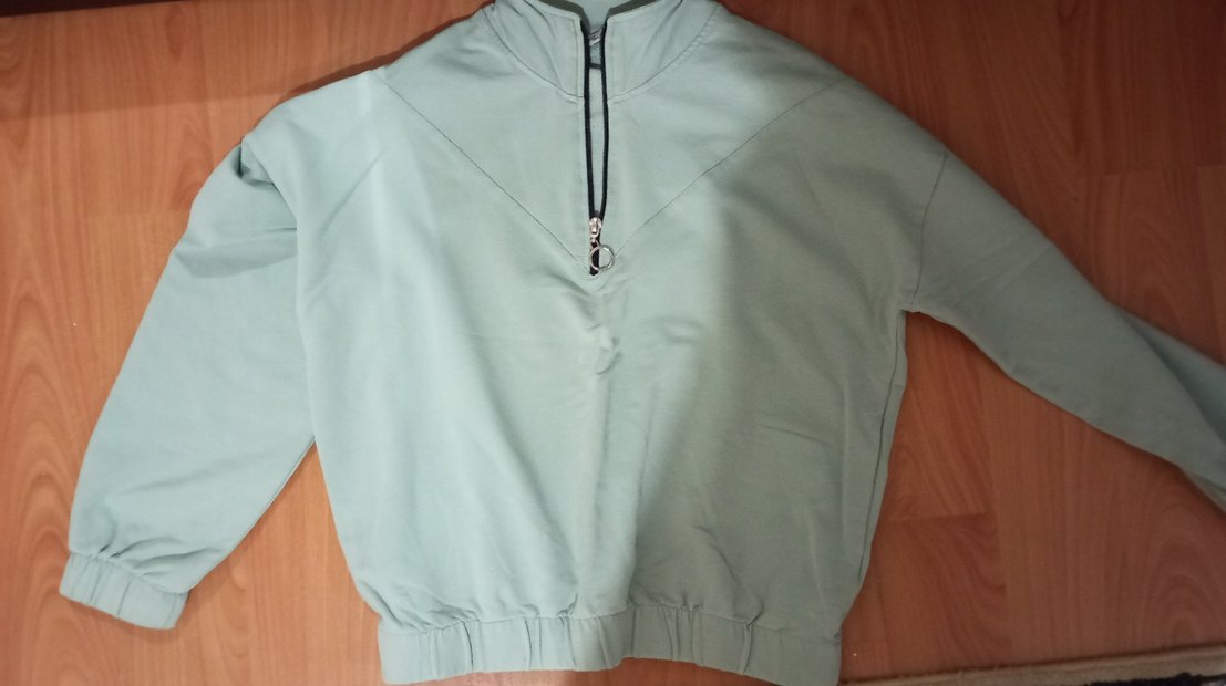 Kadın Gri Yarım Fermuarlı Sweatshirt - Görsel 2