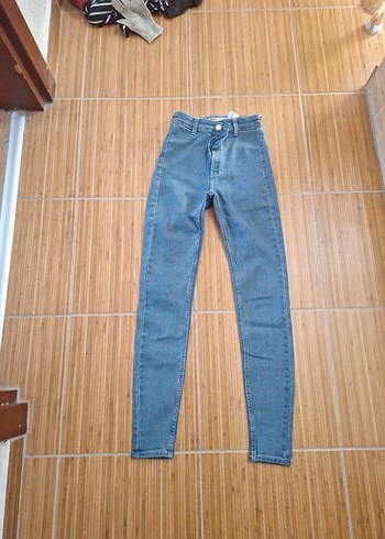 Bershka Kadın Mavi Denim Normal Boy Jean