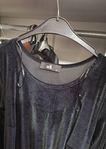 Gri Uzun Salaş Kadife Elbise - Görsel 2