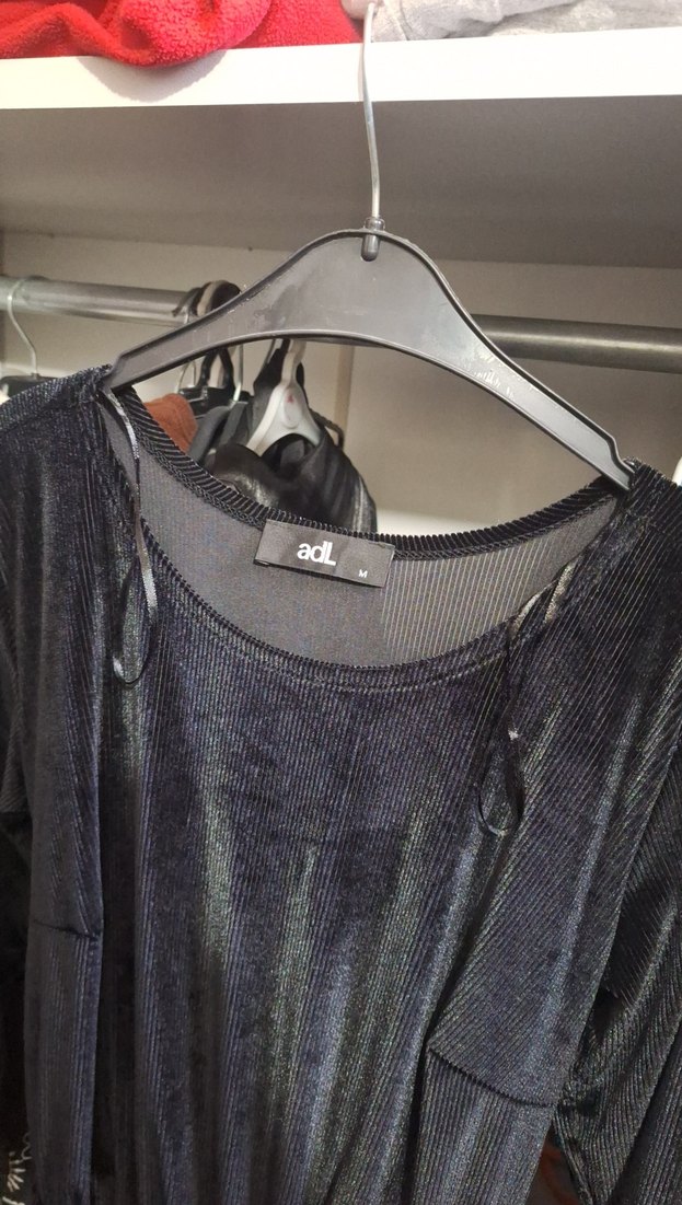 Gri Uzun Salaş Kadife Elbise - Görsel 2