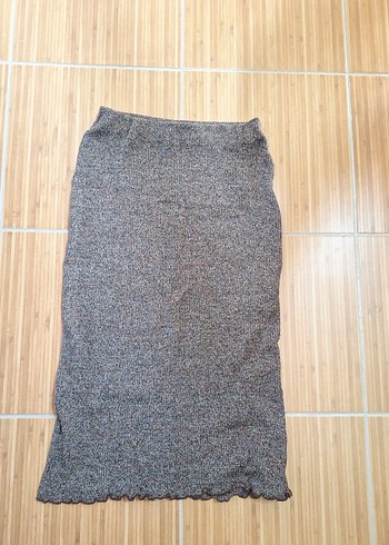 Pull and Bear Pull&Bear Kahverengi Desenli Midi Triko Elbise