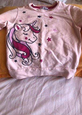Kız Çocuk Pembe Unicorn Baskılı Sweatshirt