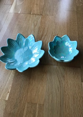 Turkuaz Çiçek Desenli Bohem Tabak Seti - Görsel 2