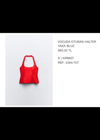 Zara Kırmızı Halter Yaka Bluz
