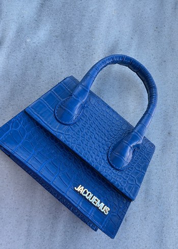 Mavi Deri Yılan Desenli Buckled Kadın Çanta