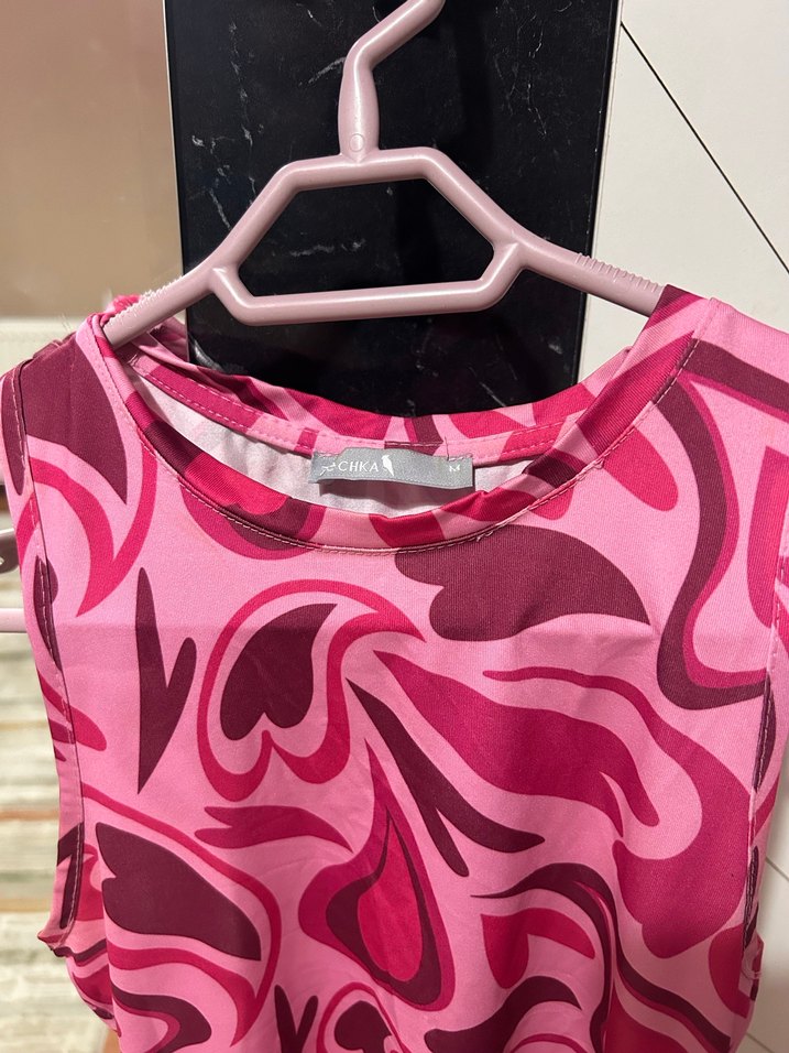 Pembe Bağlamalı Kadın Crop Top - Görsel 2