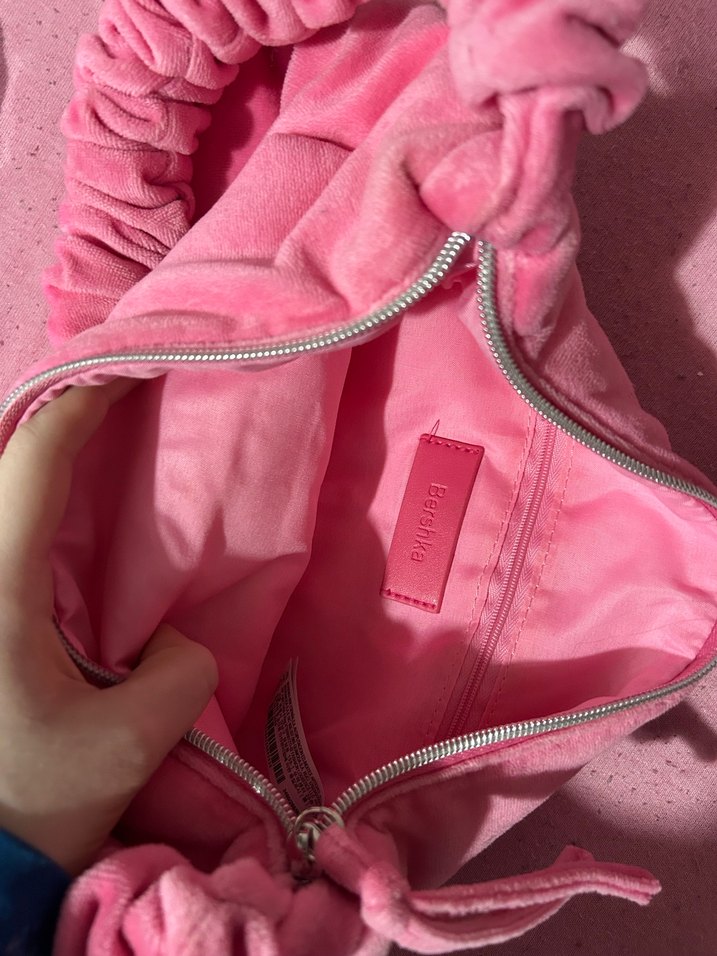 Pembe Süet Fırfırlı Kadın Çanta - Görsel 2