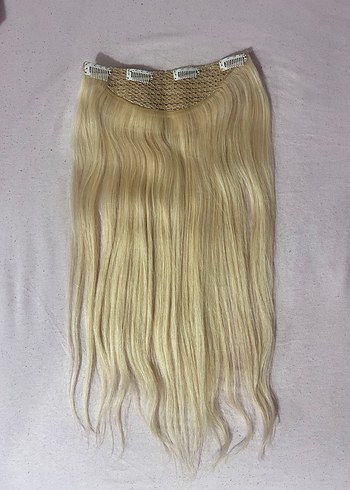 Platin Çıtçıtlı Yarım Ay Postiş Saç - Görsel 2