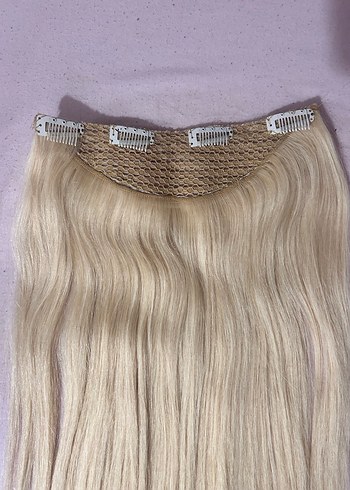 Platin Çıtçıtlı Yarım Ay Postiş Saç - Görsel 4