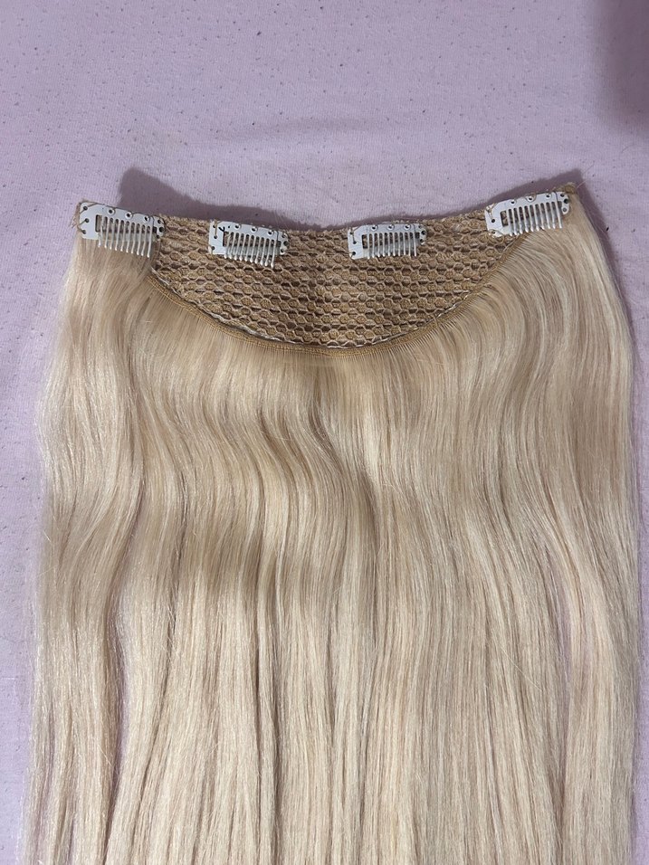 Platin Çıtçıtlı Yarım Ay Postiş Saç - Görsel 4