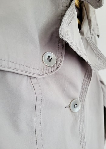 Bej Kadın Midi Boy Düğmeli Trençkot - Görsel 9