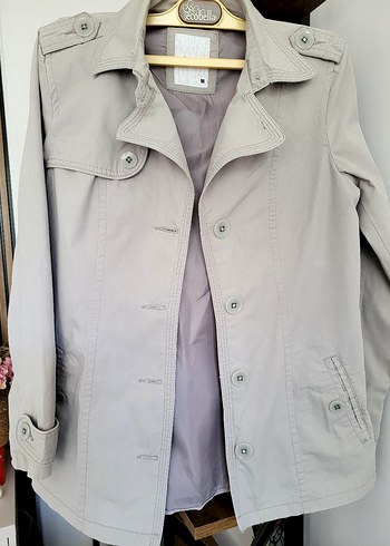 Bej Kadın Midi Boy Düğmeli Trençkot - Görsel 8