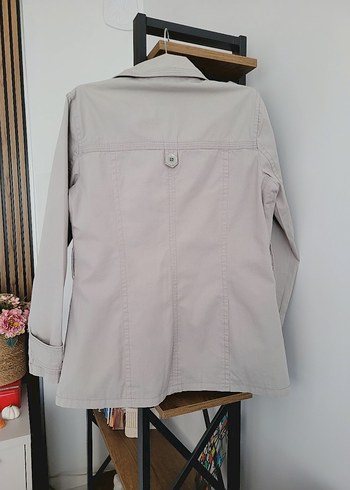 Bej Kadın Midi Boy Düğmeli Trençkot - Görsel 4